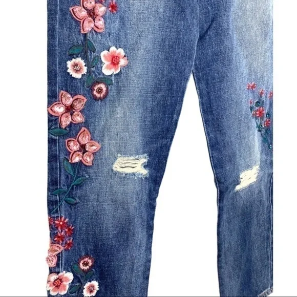 Juicy Couture Black Label Embellished Floral Cherry Blossom Boyfriend Jeans NWT